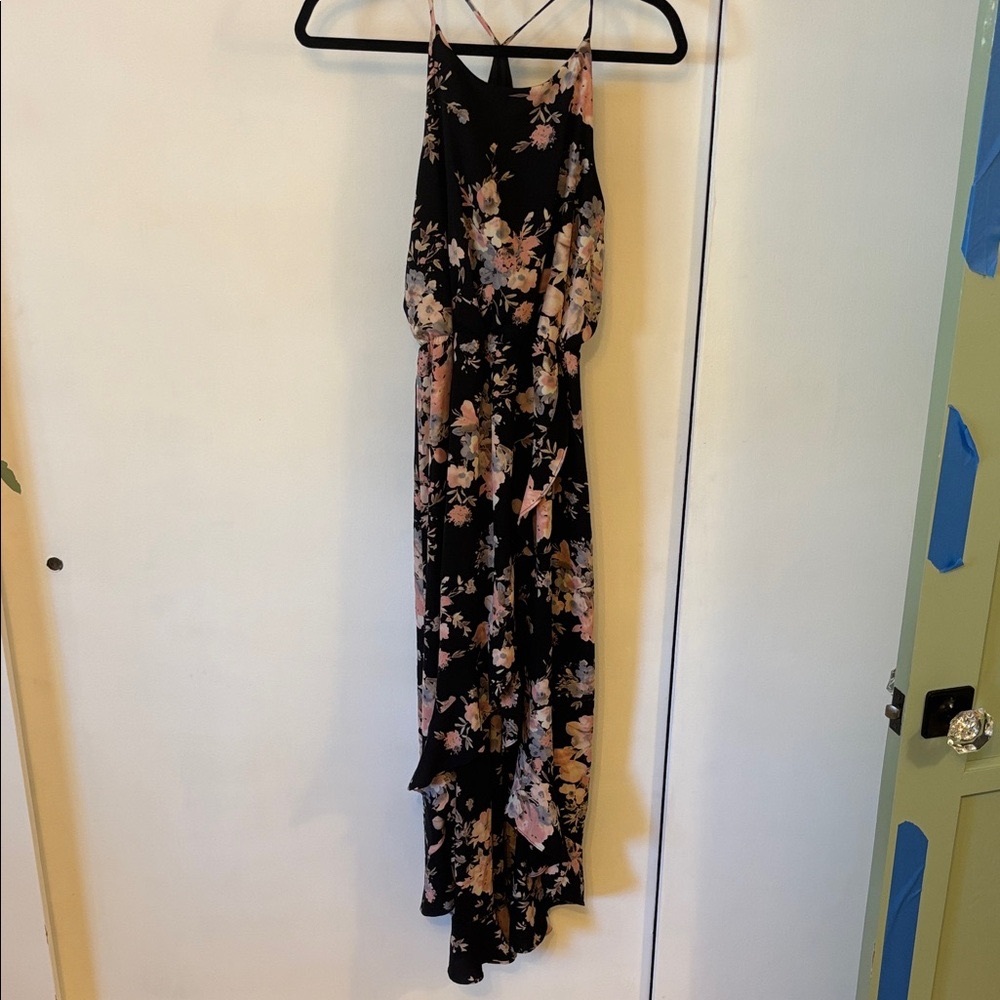 Floral Maxi Dress - Black and Pink